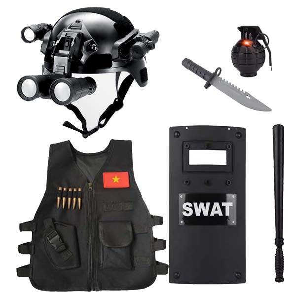 Black with a helmet